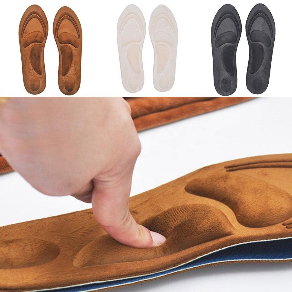 4D Suede Memory Foam Insoles Orthopedic Insoles Sport Sponge Arch Support Insoles For Shoes Flat Foot Feet Care Sole Shoe Pad