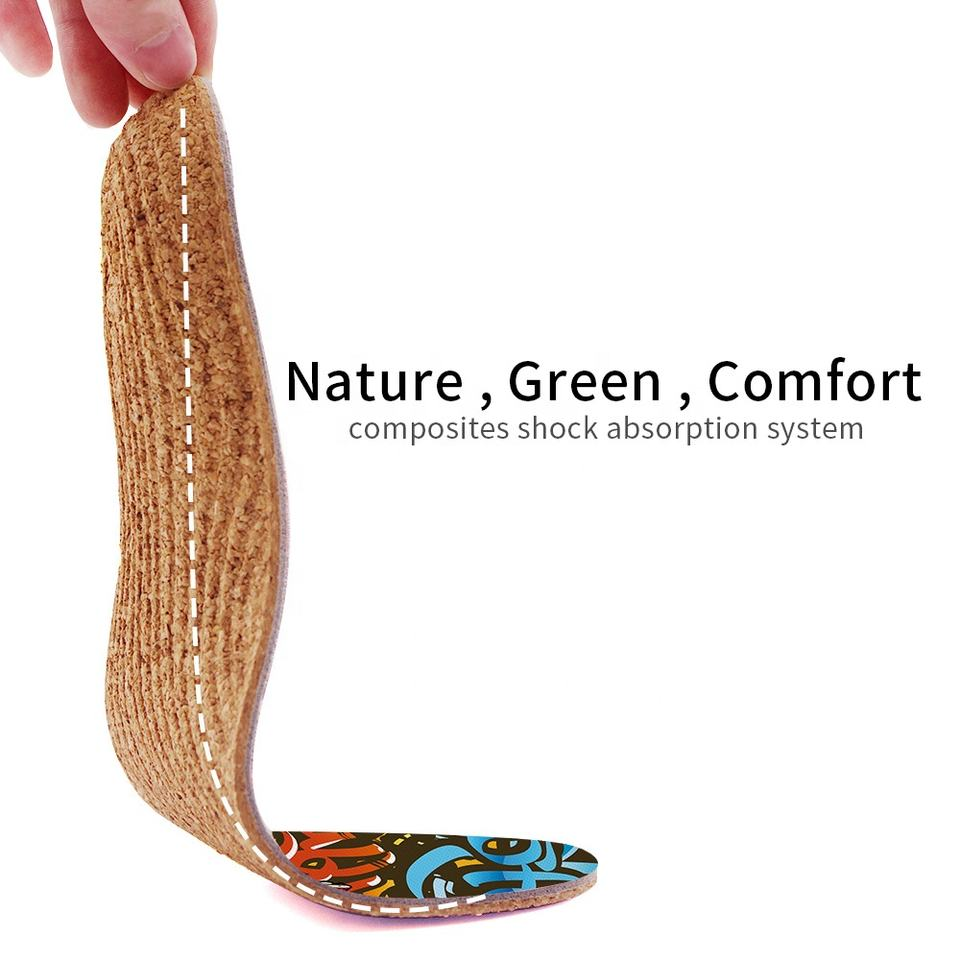 Orthotic cork insole Anti fatigue insoles high quality breathable deodorization arch support 
