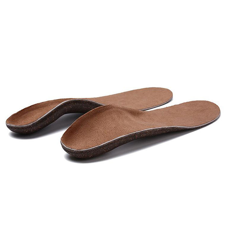 Cork material full length shoe insole foot care U shape heel protection arch support Orthotic flat foot 